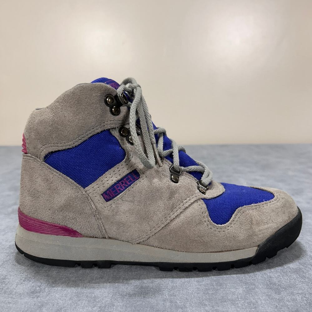Vintage 90s Merrell Quest Hiking Shoes Gray Blue Purple Womens Mismatched 7.5 8